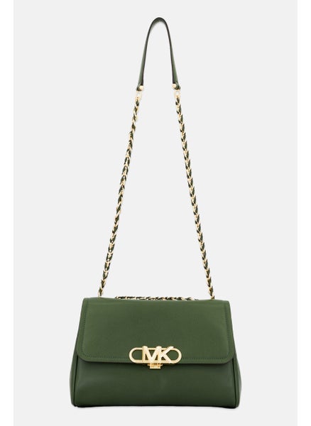 Buy Women Brand Logo Convertible Chain Shoulder Bag 19 H x 26 L x 7 W cm, Dark Green in UAE