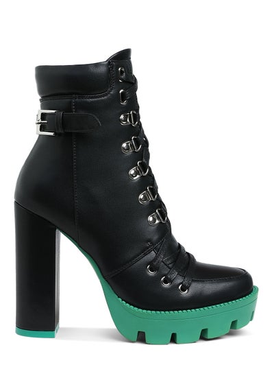 Buy Cushion Collared Biker Boot in Black in UAE