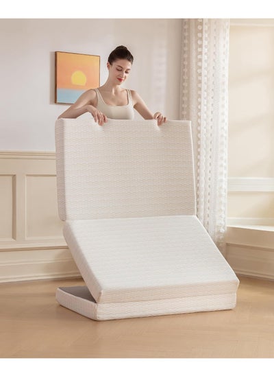 Buy Comfy White Knitted Cotton Folding Medicated Foam 180 X 90 X 7Cm Portable Classic Mattress in UAE