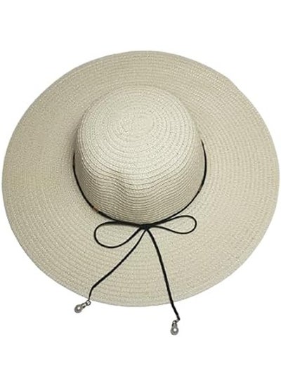 اشتري MerryGlam Women Beach Hat | Brim Straw Girls Summer Sunshade Cap_ Travel Foldable Floppy UV Protection Sun Beach Ribbon Hat في الامارات