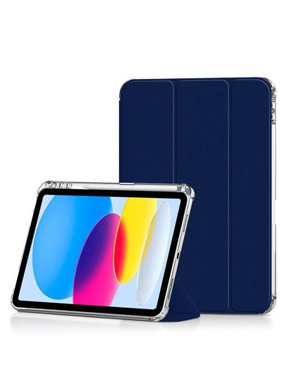 Buy Apple iPad 10th Gen Smart Case with Pencil Holder 2022 iPad 10.9 Inch Case, Clear Transparent Back Shell Trifold Protective Case Shockproof, Auto Sleep/Wake,  iPad 10th Gen A2696 A2757 A2777 Navy Blue in Saudi Arabia