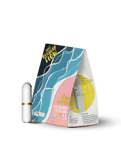 اشتري Medium Flow Tampons 100% Biodegradable Cotton for Women, Easy Insertion and Removal, Soft and No Leaks or Rashes, Stress Free Periods, 4-6 hours Protection, 46mm Long with 6-9gm Capacity (8 nos) في الامارات