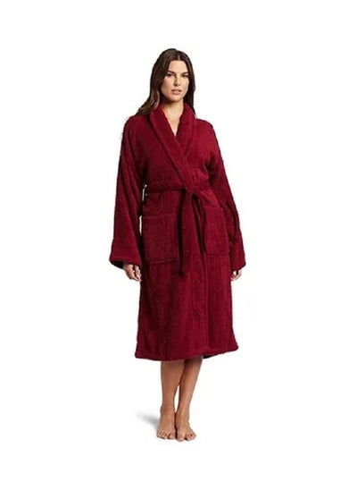 Buy Soft cotton bath robe with a pocket and distinctive waist belt in an elegant design in multiple sizes in Saudi Arabia