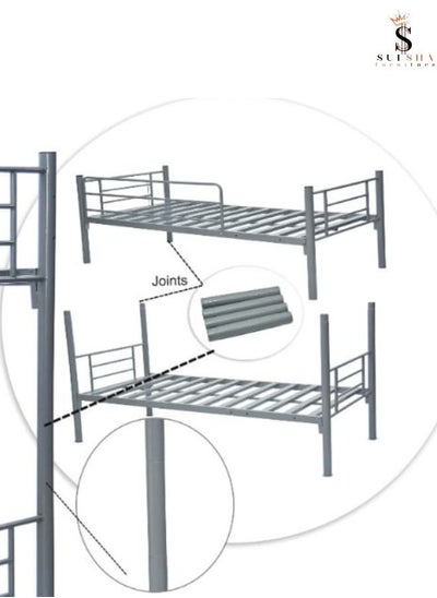 Buy Heavy Duty Bunk Bed 90x190 Cm Grey Color in UAE