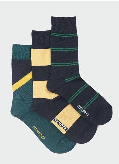 اشتري Mendeez Mens Pack of 3 Multi Color Crew Socks في الامارات