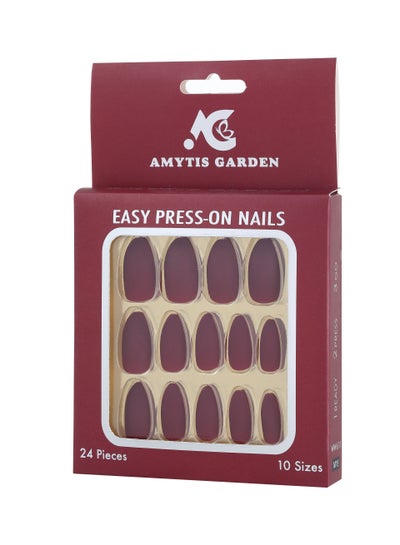 Buy Matte artificial nails , 24 pieces M18 in Saudi Arabia
