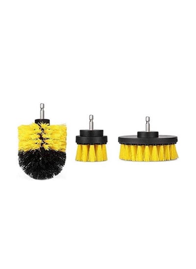 Buy Drill Brush Attachment Set 3Pcs Power Scrubber Electric Drill Cleaning Brush Kit with Extend Long Attachment Microfiber Towel Yellow in UAE