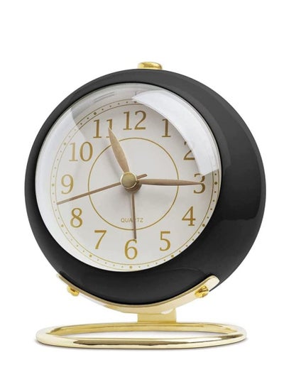 Buy Small Classic Tickless Analog Alarm Clock for Bedroom Office Living Room Decor Black in Saudi Arabia