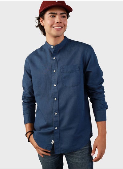 Buy Band Collar Regular Fit Shirt in Saudi Arabia