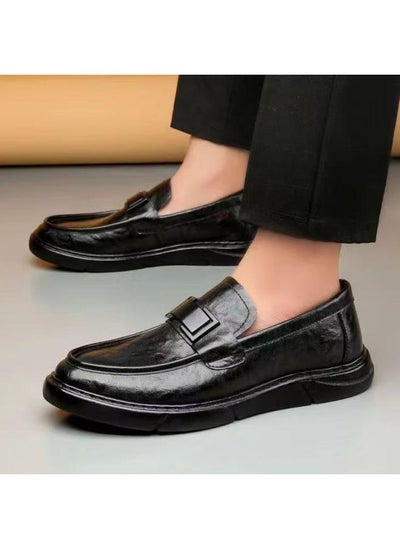 Buy Leather Shoes Men's Summer Genuine Leather Breathable Business Dress Casual Men's Shoes New Style Slip-on All-match Shoes in Saudi Arabia