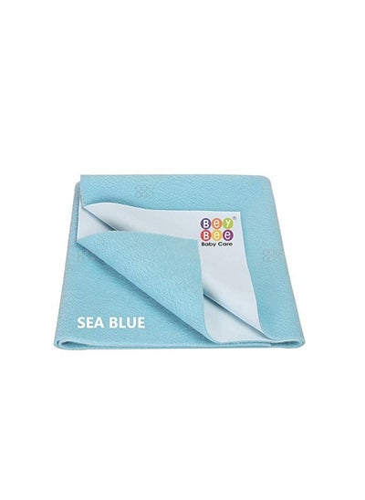 Buy Waterproof Quick Dry Sheet for Baby| Bed Pad Anti-Piling Fleece Extra Absorbent Washable Mattress Protector| Baby Bed Protector Sheet for Toddler Children, Large Size, Sea Blue in UAE