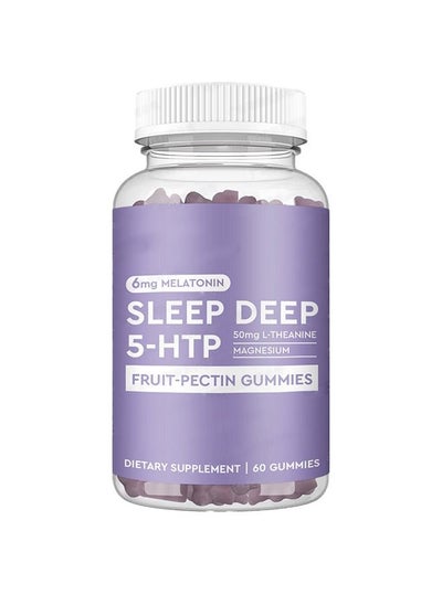 Buy Melatonin sleep deep 5-HTP 50mg l-theanine magnesium fruit-pectin gummies dietary supplement 60 gummies in Saudi Arabia