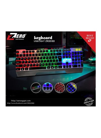 Buy USB keyboard with lighting from Zero - model ZR-2030 black in Egypt