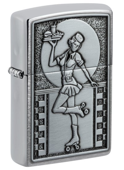 اشتري Zippo 48904 200 Waitress Emblem Brushed Chrome Windproof Lighter في الامارات