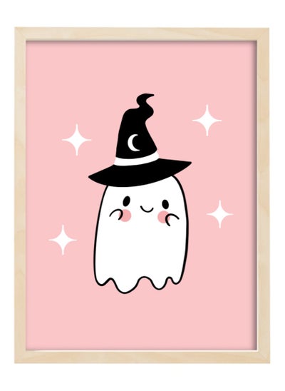 Buy Halloween Cute Ghost and Witch Hat Framed Poster 30x40cm - Spooky Halloween Wall Art Decor for Kids' Rooms, Home, Nursery, or Party - Trick or Treat Halloween Decoration Gift in UAE