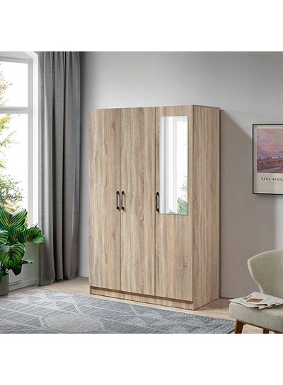 Buy Oasis Cambridge 3-Door Wardrobe with Mirror and Drawer with Lock 55 x 190 x 120 cm in UAE