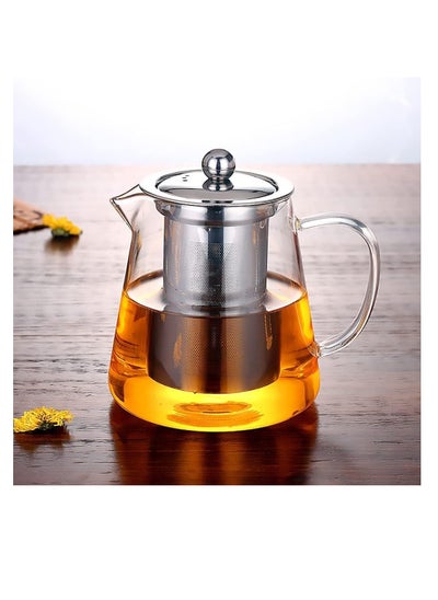 Buy with Infuser Clear Glass Teapot,Tea Pot with Tea Strainers,Borosilicate Glass Teapot with Infusers for Loose TeaHeat Resistant Loose Leaf Teapot,Stovetop Dishwasher Safe (750ml/25oz) in UAE