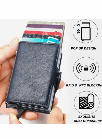 Buy Wallet for Men Credit Card Holder, Automatic Pop Up with RFID, Leather Slim Case Front Pocket Anti-theft Travel Thin Wallets, Metal Money Organizers Women to Holds 14 cards+ Cash in UAE