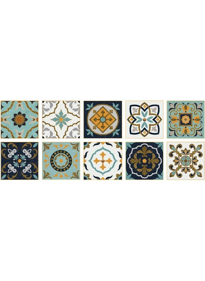 Buy 10Pcs Wall Tile Stickers DIY 3D Wall Panels Self Adhesive 10*10cm Each Waterproof Sticky Brick Wallpaper Kitchen Bathroom Wall Tile Stickers for Kitchen Living Room Home Wall Decor in Saudi Arabia