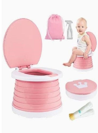 Buy Travel Potty for Toddlers Portable Folding Boy or Girl Pink Toilet Potty Chair Seat with Cleaning Bags in Saudi Arabia