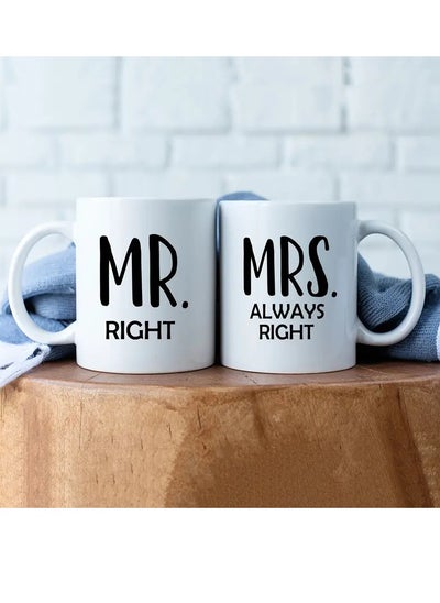 Buy 2pcs, Mr Right And Mrs Always Right Coffee Mugs Set, Wedding Gifts For Couple, Newly Wed Gifts For Bride And Groom Bridal Shower, Engagement Gifts For Couples, Newlyweds Gift, Married Couples Anniversary in UAE