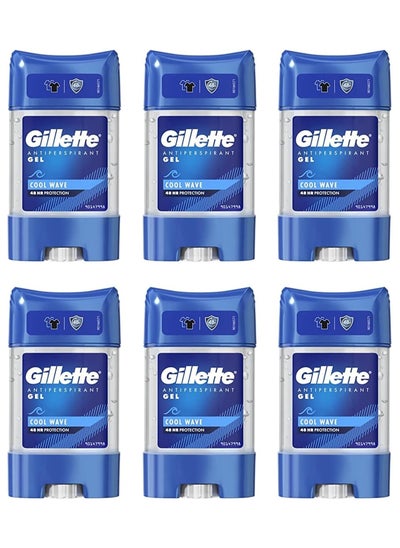 Buy Gillette Cool Wave Antiperspirant Deodorant Gel For Men (70 ml x 6) in UAE