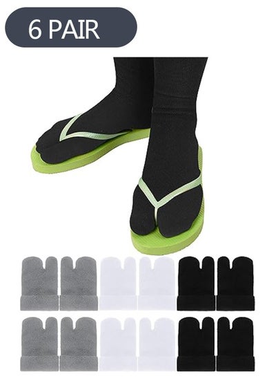 Buy 6-Pairs Flip Flop Socks, Middle Length Split Toe Socks Elastic Socks for Men Women in Saudi Arabia