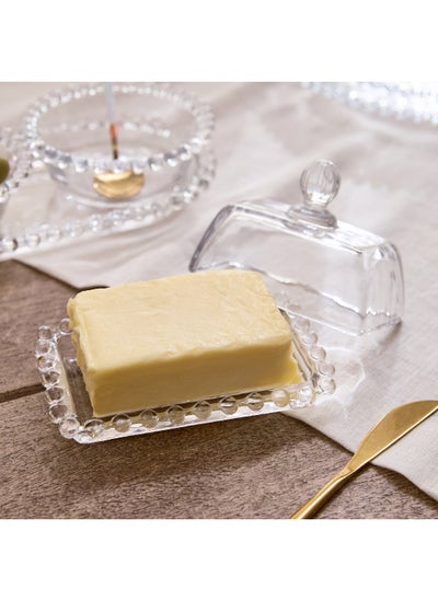 Buy Merriam Beaded Butter Dish 14 x 9.5 x 9 cm in UAE