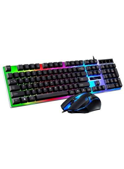 اشتري 1 x 5 pcs G21B Wired Keyboard and Mouse Combo USB Glowing Mechanical Feel Set black في السعودية