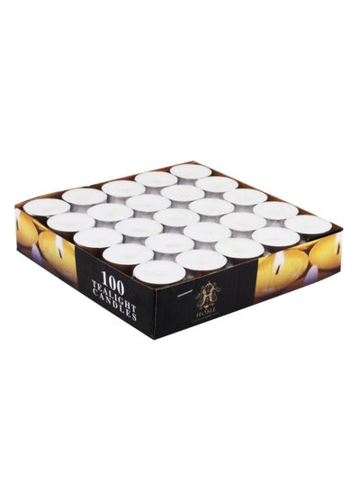 Buy 100-Piece Set Tea Light Candle White in UAE