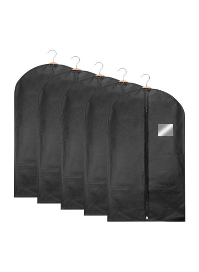 Buy 5Pcs Black Garment Bags for Storage and Travel, Anti-Moth Protector Suit Cover for men for Wardrobe and Travel Dustproof Clothes Jacket Covers in Saudi Arabia