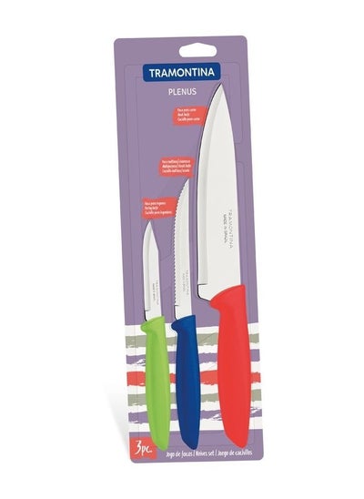 Buy Tramontina Kitchen Knives Set Multicolor Chef Knife, Multipurpose Knife, Peeling Knife Polypropylene Handles in UAE