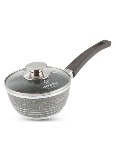 اشتري 16CM Non-Stick Aluminium Saucepan with Glass Lid | The Healthy Way to Cook في الامارات