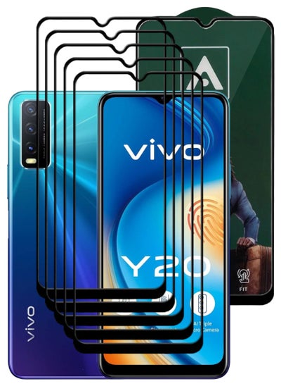 Buy 5 Pieces Antistatic ESD Dustproof Premium Quality High Definition Tempered Glass Screen Protector Designed For vivo Y20 in UAE