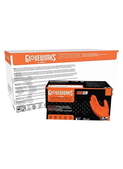 Buy Gloveworks Raised Diamond Texture Polymer Coated Industrial Nitrile Gloves Orange X-Large GWON48100 in Saudi Arabia