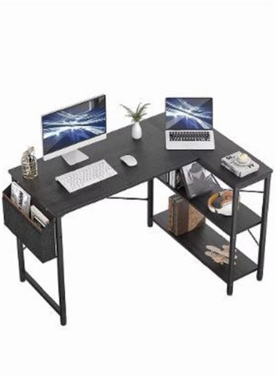 Buy L Shaped Computer Desk, 47 Inch L-Shaped Corner Desk with Reversible Storage Shelves for Home Office Workstation, Modern Simple Style Writing Desk Table with Storage Bag in Saudi Arabia