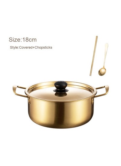 Buy Golden Double-Handled Thickened Durable Stainless Steel Ramen Soup Pot in UAE