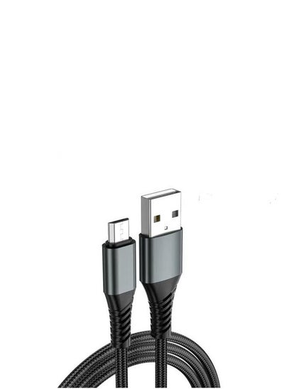 اشتري كابل Micro USB سلك مجدول من النايلون بطول 1 متر، شاحن سريع سريع Micro USB 2.0 لشحن Android متوافق وعالمي باللون الأسود في السعودية