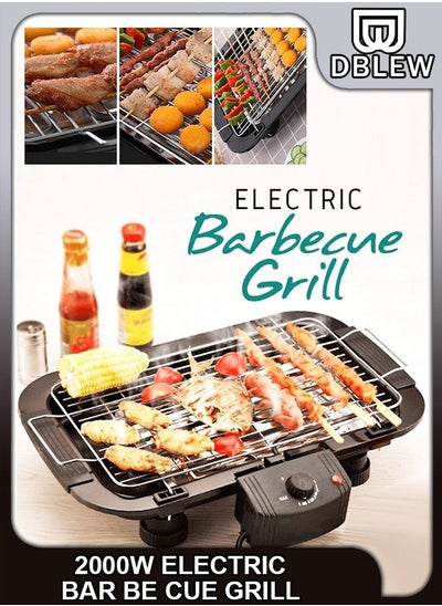 Buy Electric Nonstick 2000W High Power BBQ Grill Portable Smokeless Indoor Outdoor Barbecue Skewers Grilling Machine With 5 Adjustable Temperatures For Home Dinner Camping Traveling Hiking in UAE