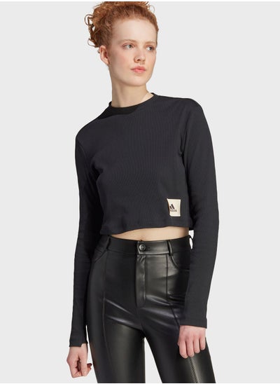 Buy Lounge Ribbed Crop Long-Sleeve Top in UAE