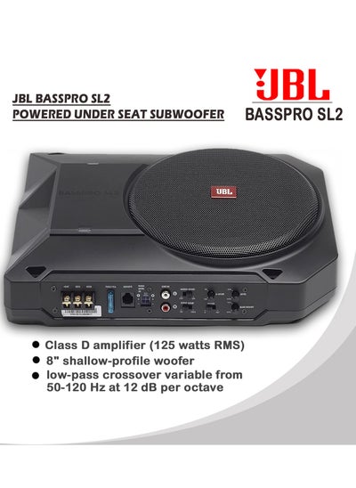 Buy JBL Basspro SL 2 (8") Compact Powerful Active Stereo Subwoofer System for Car Radios, Fits Under the Front Seat - Black in UAE