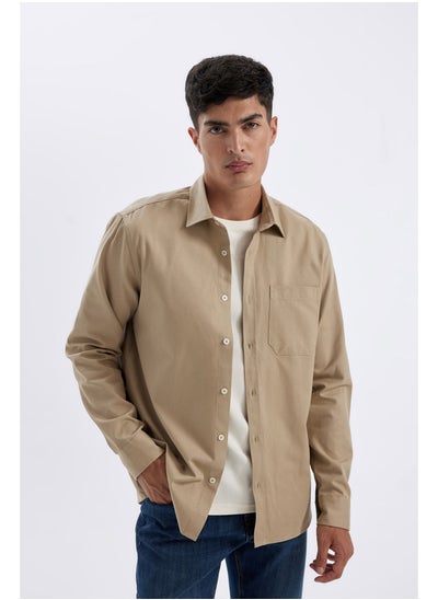 اشتري Man Woven Regular Fit Polo Neck Long Sleeve Shirt في مصر