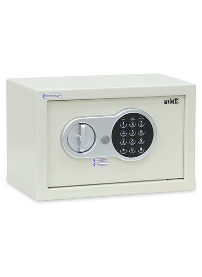 اشتري Safe Box with Key and Digital Keypad Lock for Home Office Cash Passport Jewelry Safety Storage RB20EV (20x31x20cm) White في الامارات