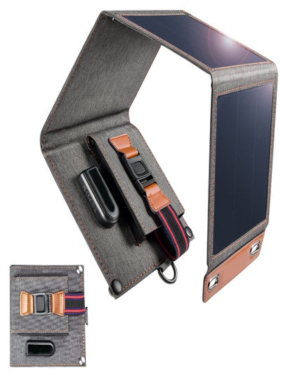 اشتري Solar Panel Charger, Folding Portable Solar Phone Charger Compatible with iPhone, Tablet, Samsung LG, etc, 14W Solar Panels, IPX4 Waterproof Portable Solar Phone Charger for Camping, Hiking في السعودية