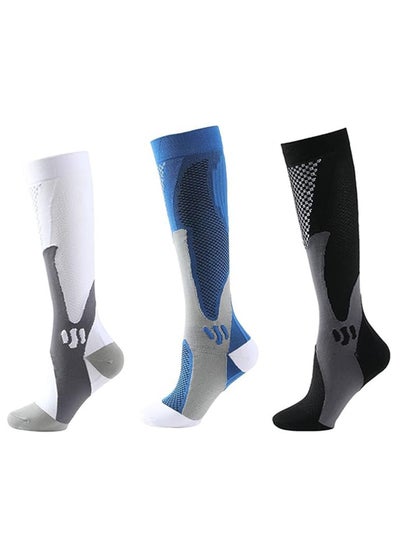 Buy 3 Pair Compression Socks For Men Athletic Football Socks for Run Basketball Soccer Travel in Saudi Arabia
