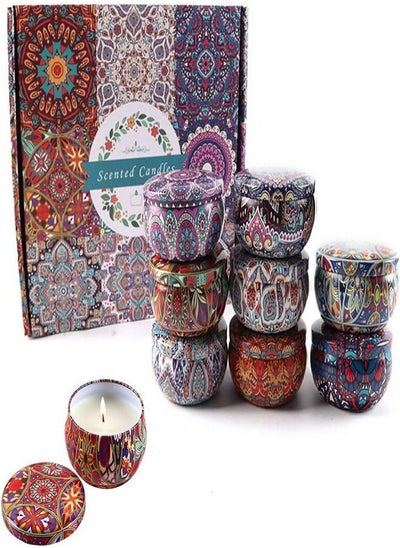 Buy Luxury Scented Candles Gift Set Aroma Tin Jar Natural Soy Wax 9 set for Men and Women in Saudi Arabia