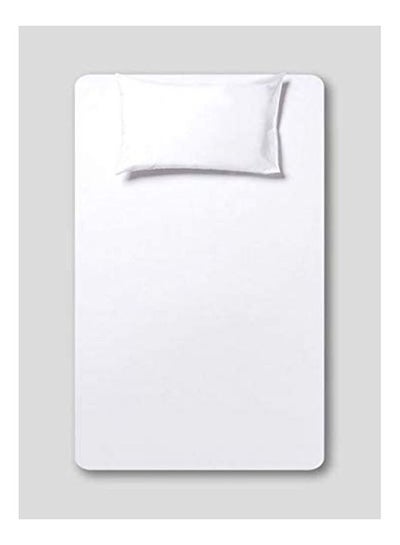 اشتري Mercury Collection 90 GSM White WHITE Single Fitted Sheet 90 X 190 + 20 cm with 1 pillow cover في الامارات
