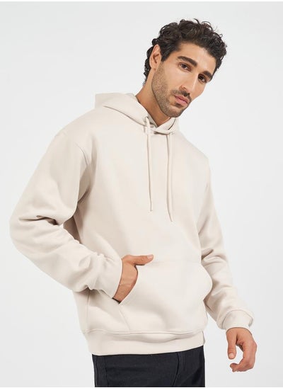 Buy Relaxed Fit Fleece Hoodie with Kangaroo Pocket in Saudi Arabia