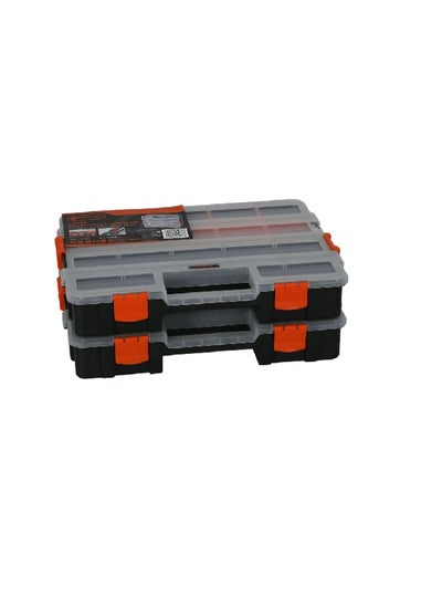 Buy 2-Piece Multi-Compartment Interlocking Tool Organisers Black and Orange 6.6 x 37.4 x 29.4 cm 320034 in Saudi Arabia