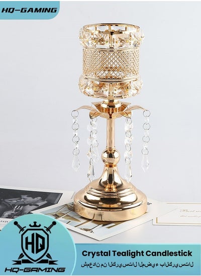 Buy Crystal Metal Tealight Candlestick, Bling Bowl Candelabras, Tall Crystal Votive Candle Holders Elegant Crystal Candle Centerpiece for Dining Table Wedding Decor, Gold in Saudi Arabia